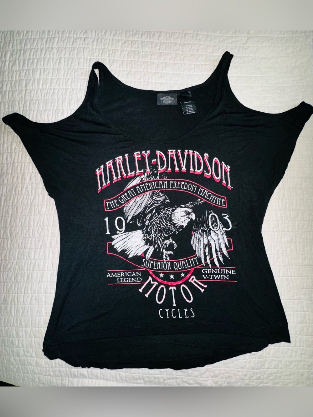 Harley-Davidson Black Women’s Off the Shoulder Tank Top Size Large